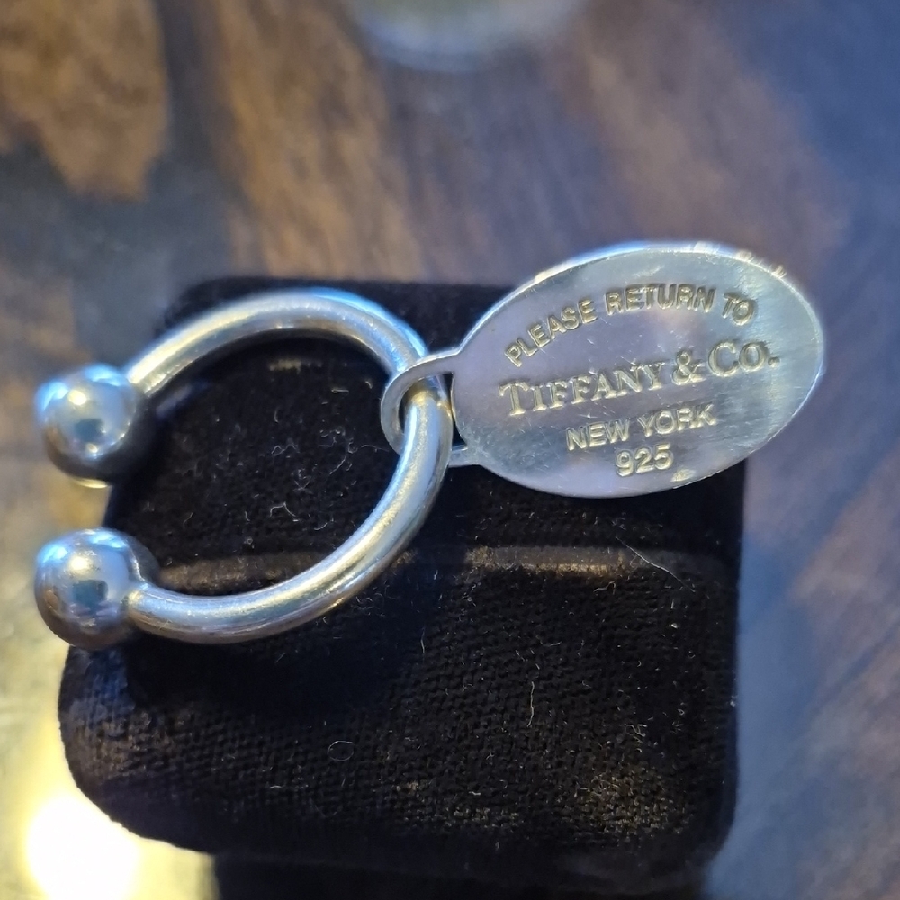 Tiffany & Co. Silver Oval Tag Keyring